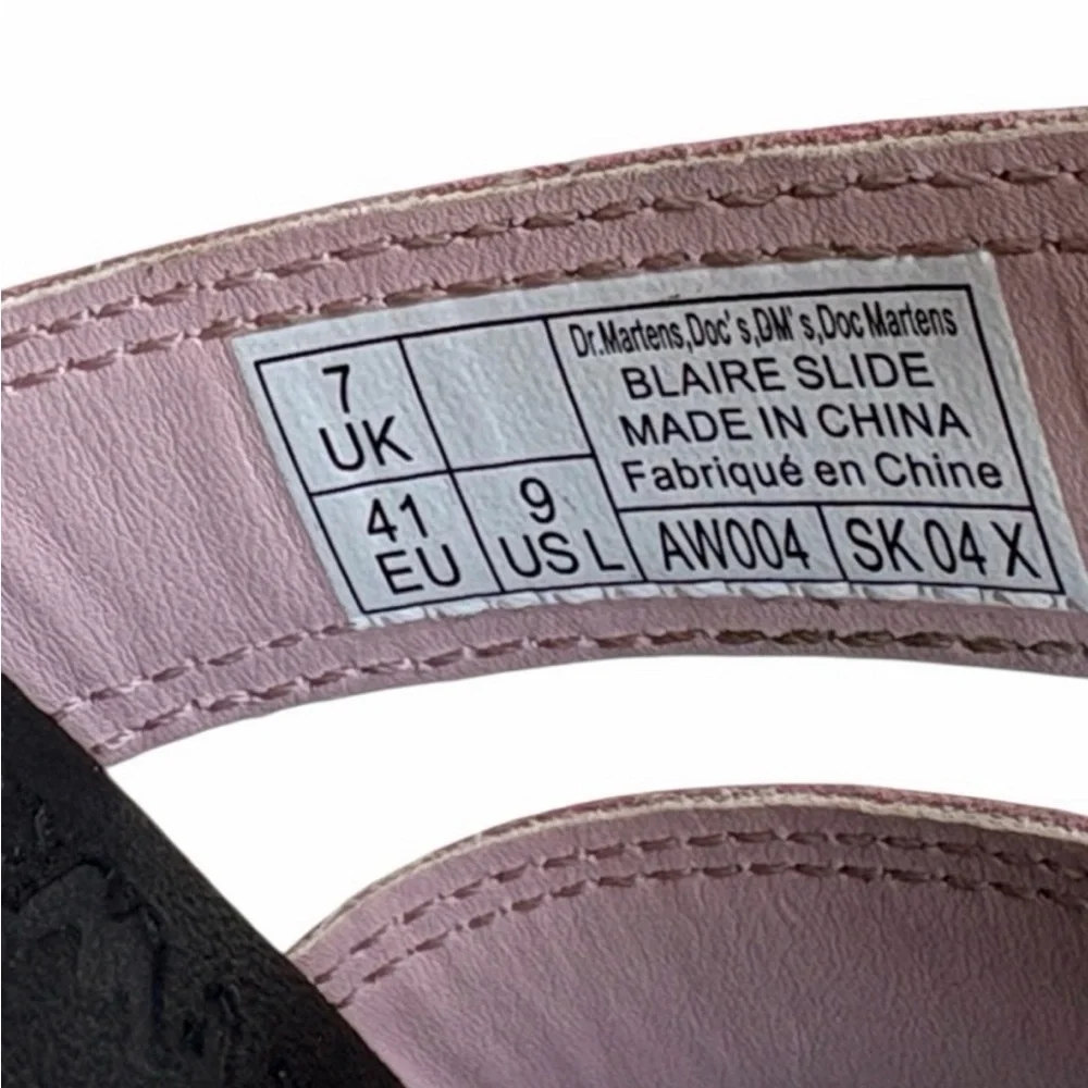 Women’s Dr. Martens Blaire Leather Slide Sandals in Pink - Picture 7 of 9